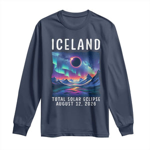 Iceland Total Solar Eclipse 2026 Aurora Long Sleeve Shirt Totality Northern Lights Astronomy Travel Gift