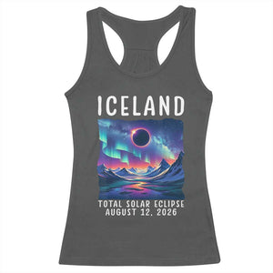 Iceland Total Solar Eclipse 2026 Aurora Racerback Tank Top Totality Northern Lights Astronomy Travel Gift