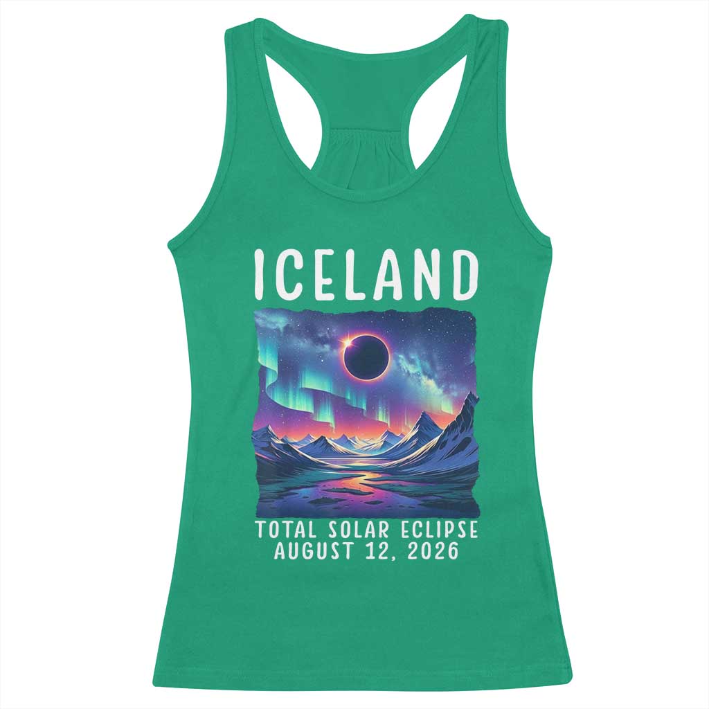 Iceland Total Solar Eclipse 2026 Aurora Racerback Tank Top Totality Northern Lights Astronomy Travel Gift