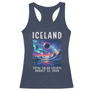 Iceland Total Solar Eclipse 2026 Aurora Racerback Tank Top Totality Northern Lights Astronomy Travel Gift