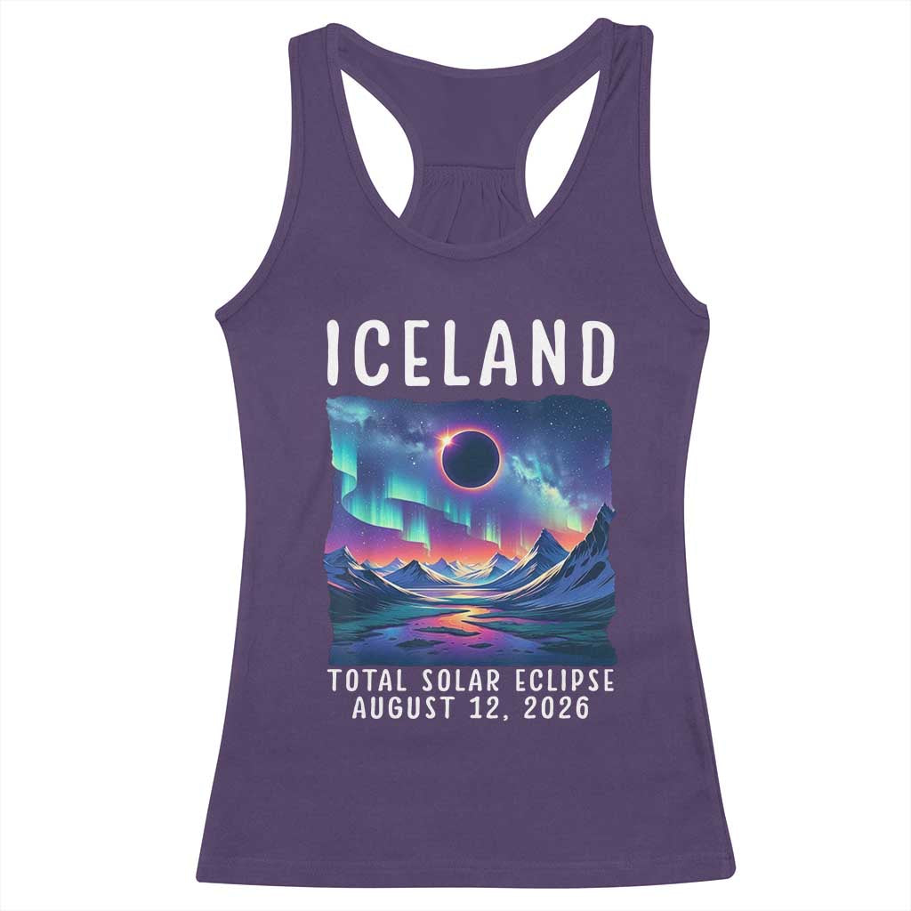 Iceland Total Solar Eclipse 2026 Aurora Racerback Tank Top Totality Northern Lights Astronomy Travel Gift