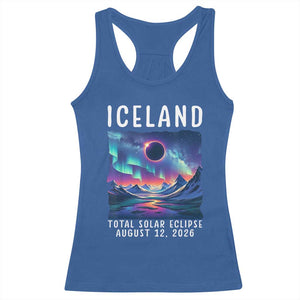 Iceland Total Solar Eclipse 2026 Aurora Racerback Tank Top Totality Northern Lights Astronomy Travel Gift
