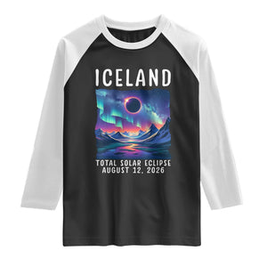 Iceland Total Solar Eclipse 2026 Aurora Raglan Shirt Totality Northern Lights Astronomy Travel Gift