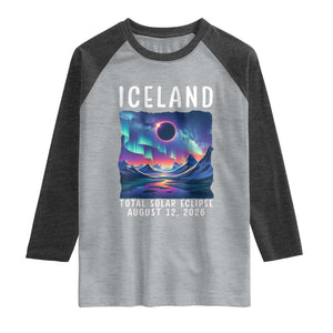 Iceland Total Solar Eclipse 2026 Aurora Raglan Shirt Totality Northern Lights Astronomy Travel Gift