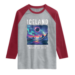Iceland Total Solar Eclipse 2026 Aurora Raglan Shirt Totality Northern Lights Astronomy Travel Gift