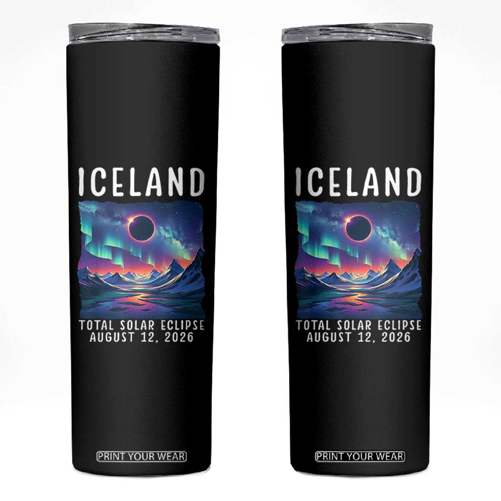Iceland Total Solar Eclipse 2026 Aurora Skinny Tumbler Totality Northern Lights Astronomy Travel Gift
