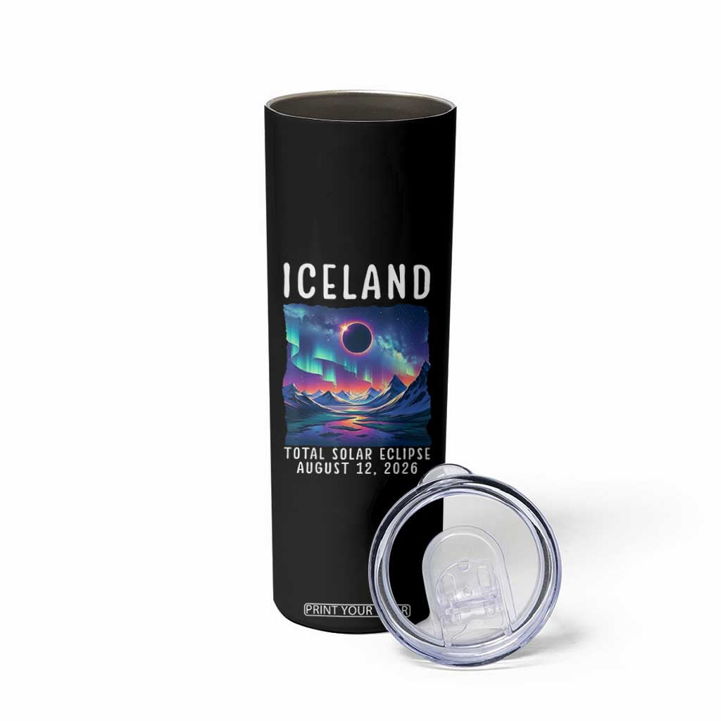 Iceland Total Solar Eclipse 2026 Aurora Skinny Tumbler Totality Northern Lights Astronomy Travel Gift