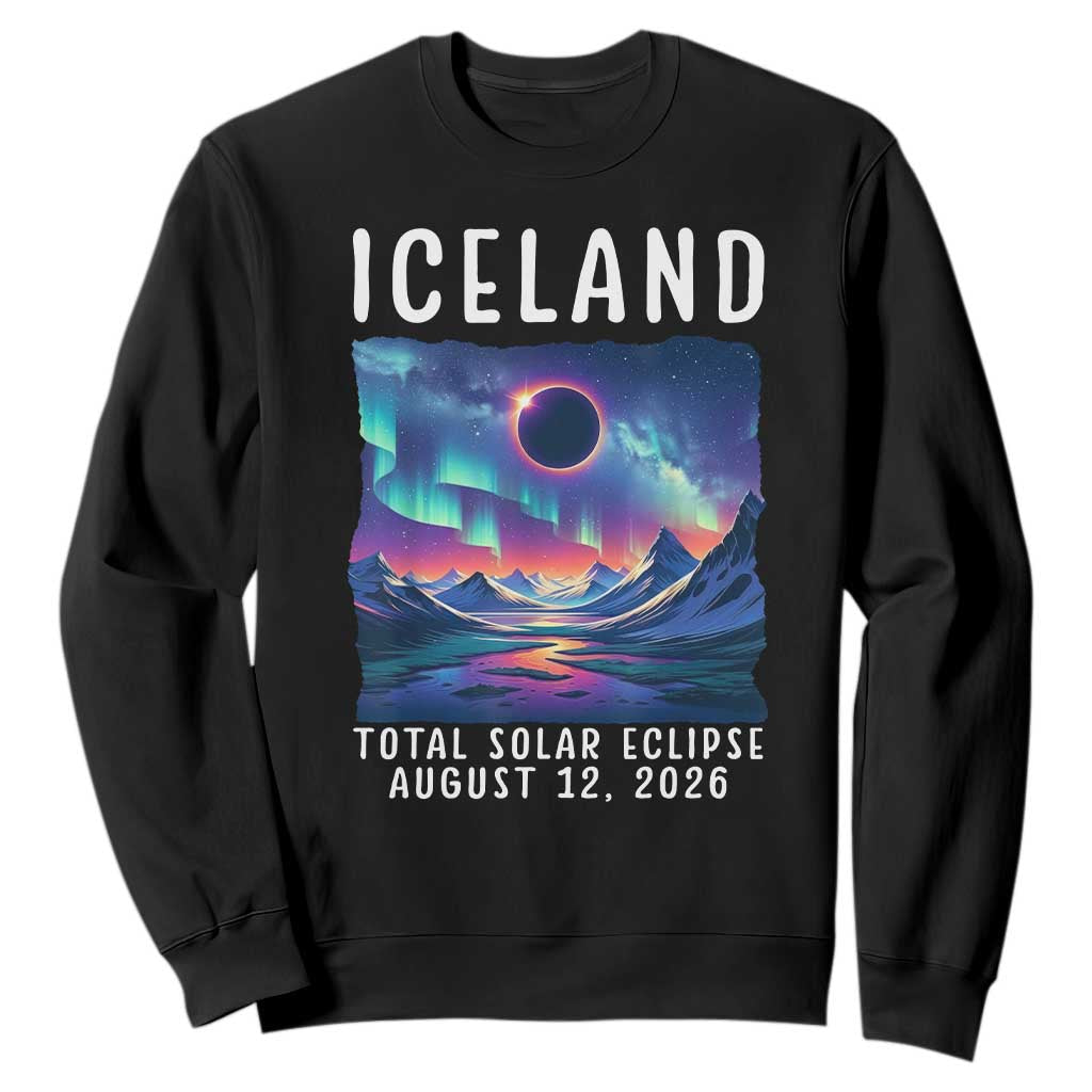 Iceland Total Solar Eclipse 2026 Aurora Sweatshirt Totality Northern Lights Astronomy Travel Gift