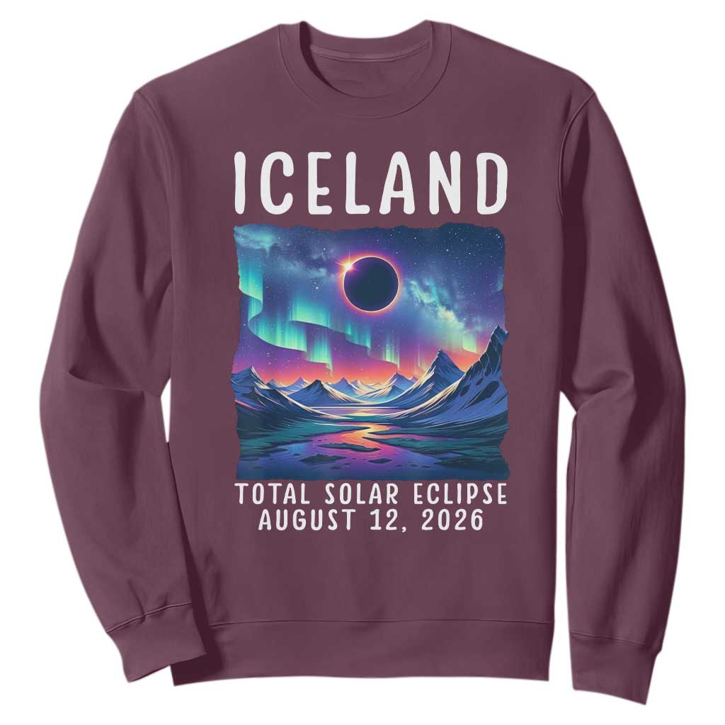 Iceland Total Solar Eclipse 2026 Aurora Sweatshirt Totality Northern Lights Astronomy Travel Gift