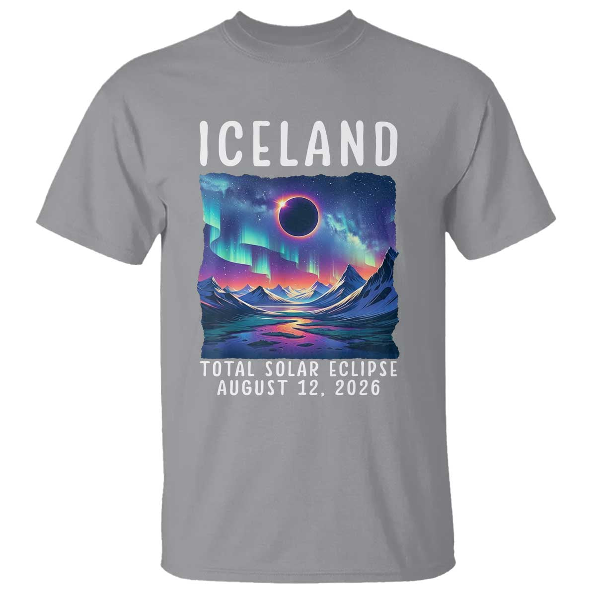 Iceland Total Solar Eclipse 2026 Aurora T Shirt Totality Northern Lights Astronomy Travel Gift