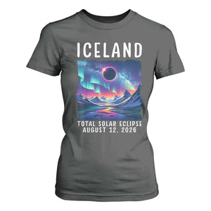Iceland Total Solar Eclipse 2026 Aurora T Shirt For Women Totality Northern Lights Astronomy Travel Gift