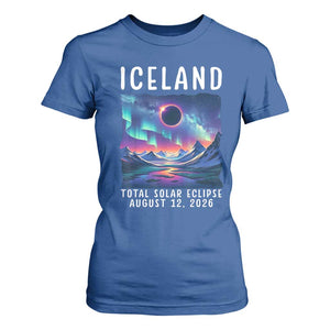 Iceland Total Solar Eclipse 2026 Aurora T Shirt For Women Totality Northern Lights Astronomy Travel Gift