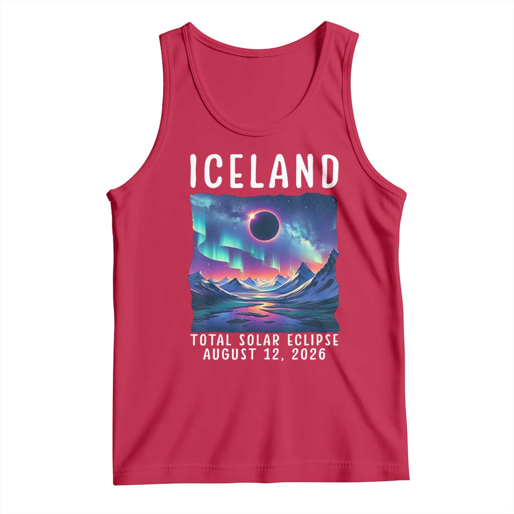 Iceland Total Solar Eclipse 2026 Aurora Tank Top Totality Northern Lights Astronomy Travel Gift