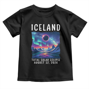 Iceland Total Solar Eclipse 2026 Aurora Toddler T Shirt Totality Northern Lights Astronomy Travel Gift