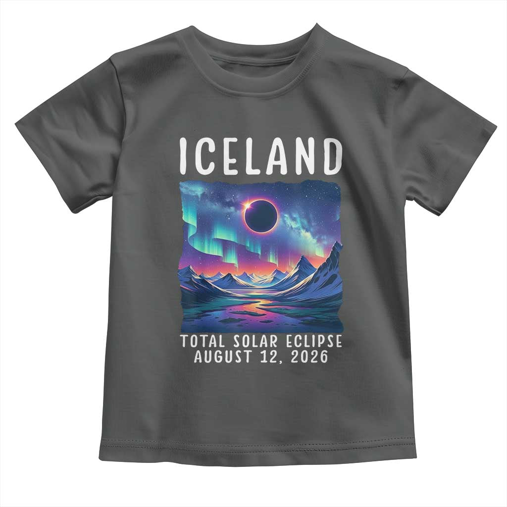 Iceland Total Solar Eclipse 2026 Aurora Toddler T Shirt Totality Northern Lights Astronomy Travel Gift