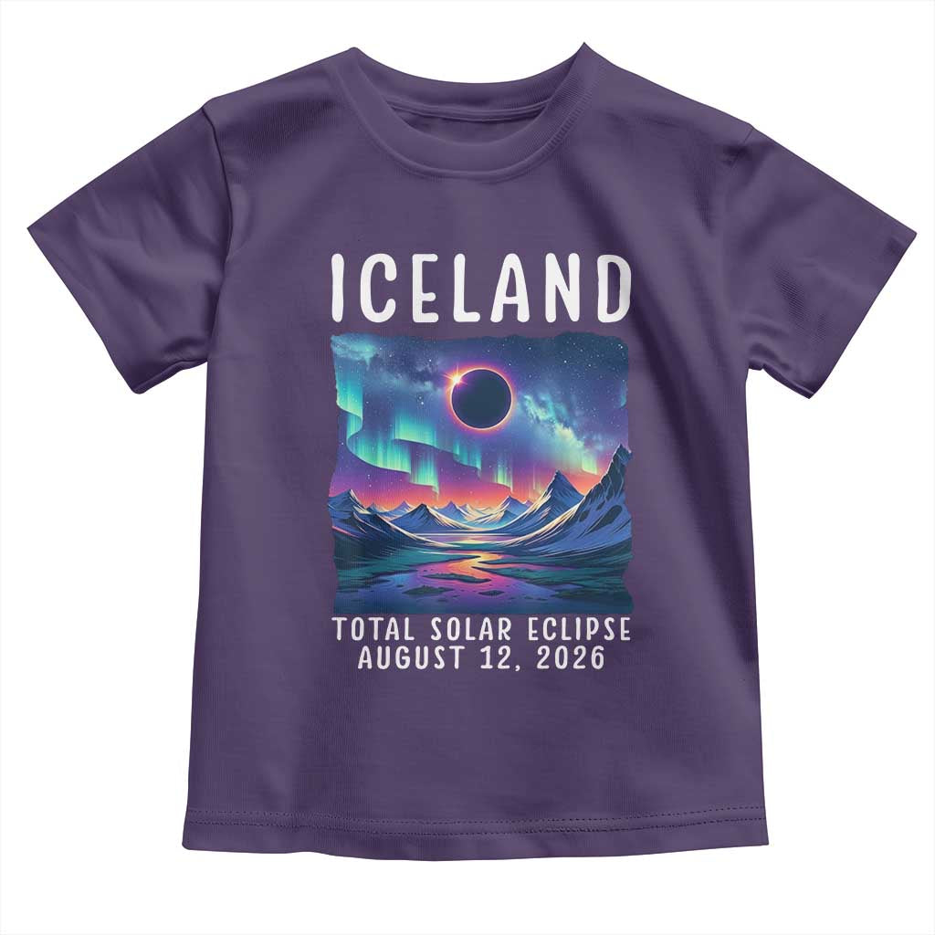 Iceland Total Solar Eclipse 2026 Aurora Toddler T Shirt Totality Northern Lights Astronomy Travel Gift