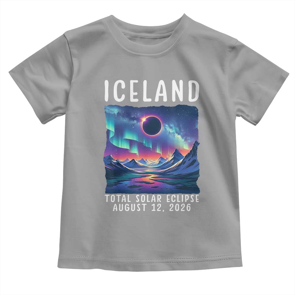 Iceland Total Solar Eclipse 2026 Aurora Toddler T Shirt Totality Northern Lights Astronomy Travel Gift