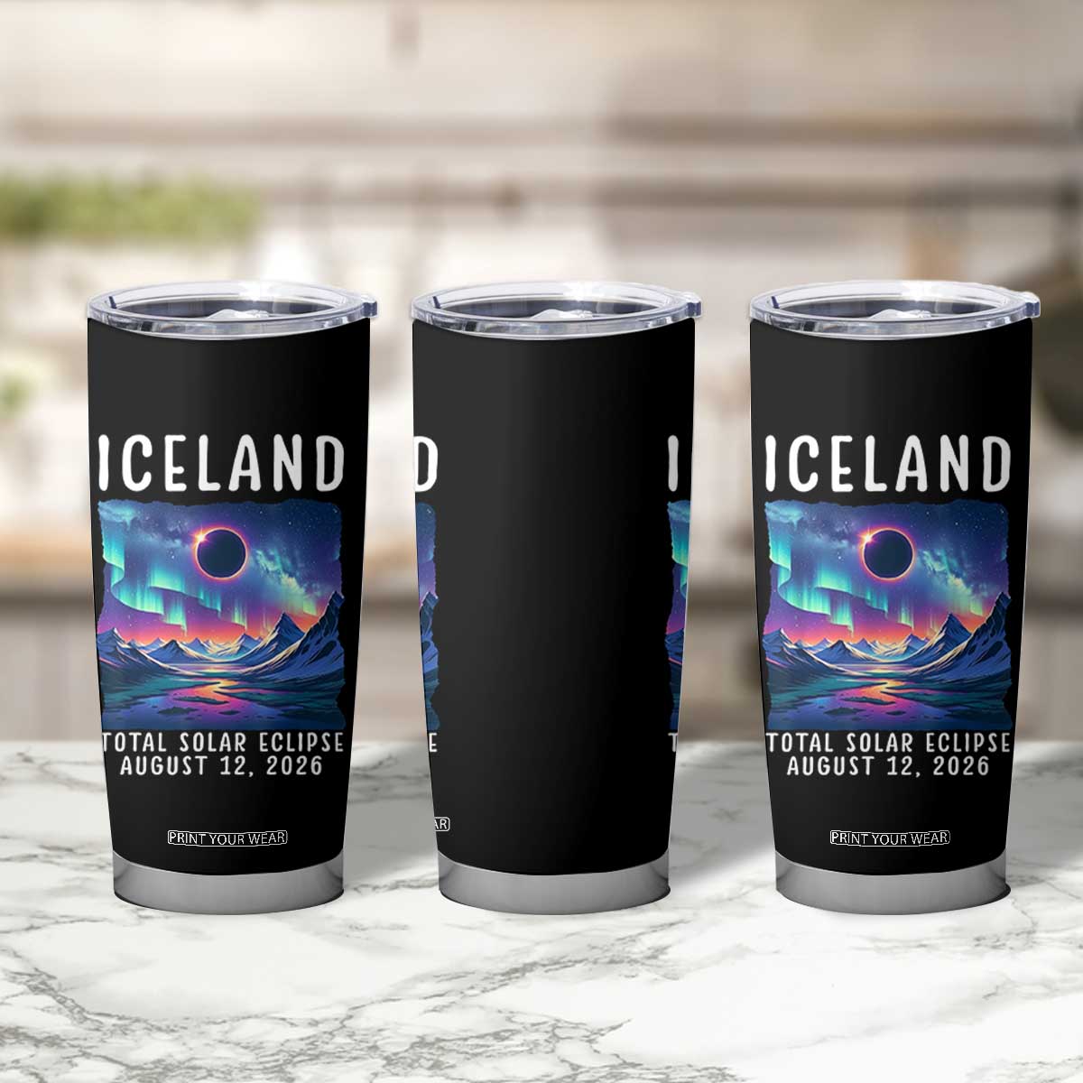 Iceland Total Solar Eclipse 2026 Aurora Tumbler Cup Totality Northern Lights Astronomy Travel Gift