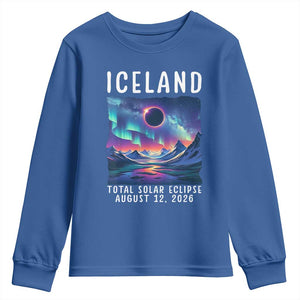 Iceland Total Solar Eclipse 2026 Aurora Youth Sweatshirt Totality Northern Lights Astronomy Travel Gift
