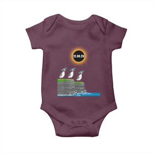 Cute Cartoon Puffins 2026 Total Solar Eclipse Baby Onesie August 12 Totality Funny Astronomy Gift TS02 Maroon Print Your Wear