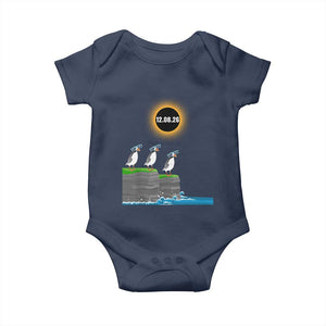 Cute Cartoon Puffins 2026 Total Solar Eclipse Baby Onesie August 12 Totality Funny Astronomy Gift TS02 Navy Print Your Wear