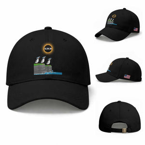 Cute Cartoon Puffins 2026 Total Solar Eclipse Baseball Cap August 12 Totality Funny Astronomy Gift TS02 Baseball Cap Universal Fit Black Print Your Wear