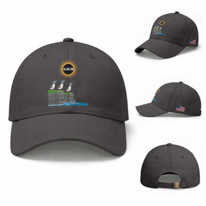 Cute Cartoon Puffins 2026 Total Solar Eclipse Baseball Cap August 12 Totality Funny Astronomy Gift TS02 Baseball Cap Universal Fit Dark Gray Print Your Wear