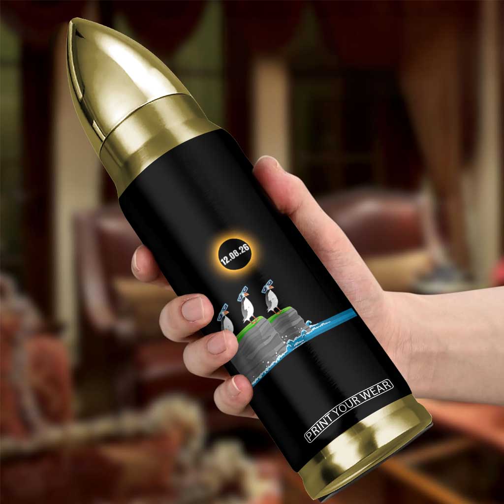 Cute Cartoon Puffins 2026 Total Solar Eclipse Bullet Tumbler August 12 Totality Funny Astronomy Gift TS02 Print Your Wear