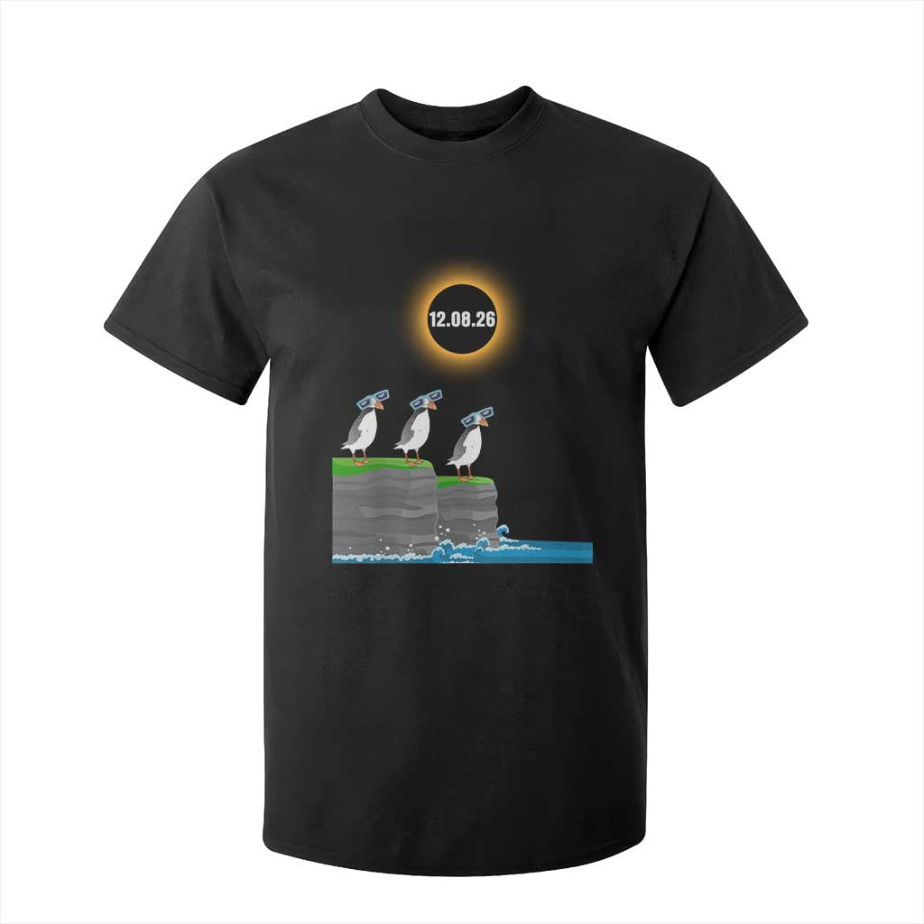 Cute Cartoon Puffins 2026 Total Solar Eclipse T Shirt For Kid August 12 Totality Funny Astronomy Gift TS02 Black Print Your Wear