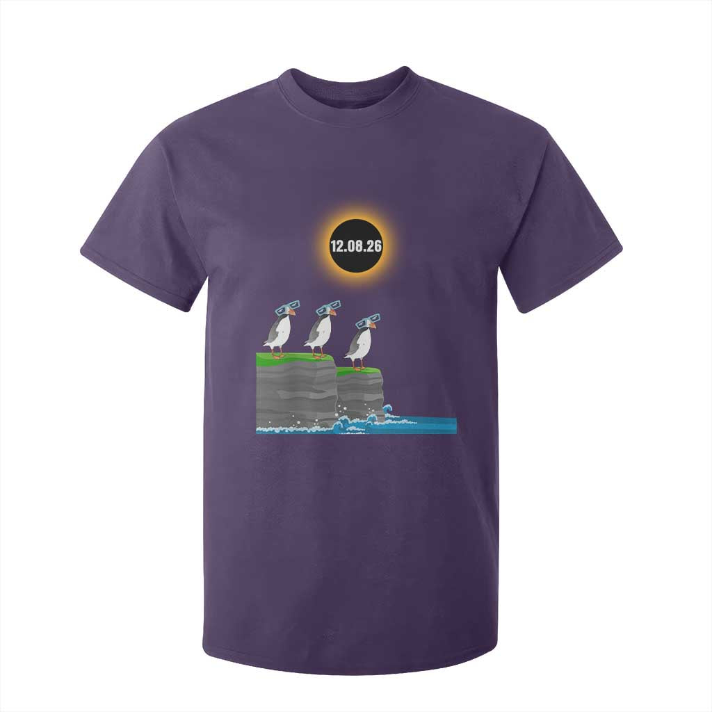 Cute Cartoon Puffins 2026 Total Solar Eclipse T Shirt For Kid August 12 Totality Funny Astronomy Gift TS02 Purple Print Your Wear