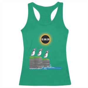 Cute Cartoon Puffins 2026 Total Solar Eclipse Racerback Tank Top August 12 Totality Funny Astronomy Gift TS02 Irish Green Print Your Wear