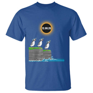 Cute Cartoon Puffins 2026 Total Solar Eclipse T Shirt August 12 Totality Funny Astronomy Gift TS02 Royal Blue Print Your Wear