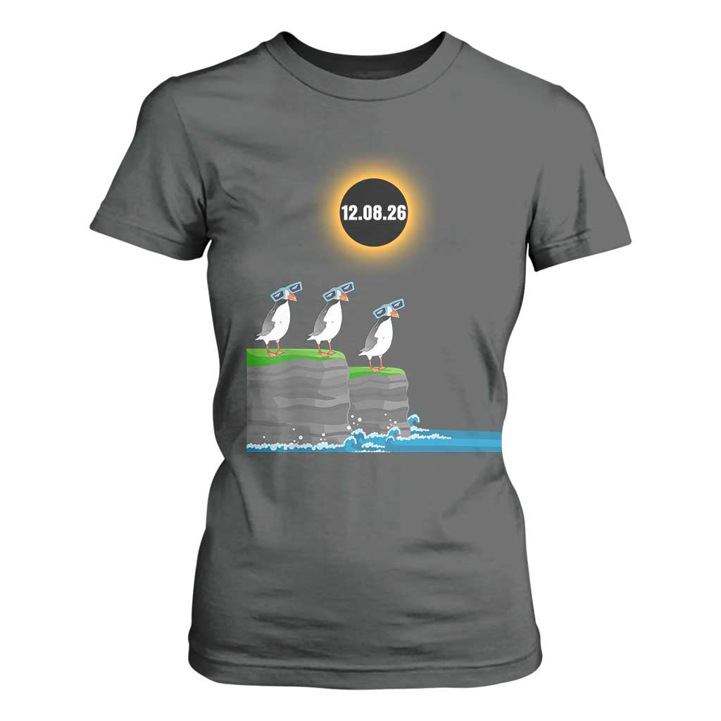 Cute Cartoon Puffins 2026 Total Solar Eclipse T Shirt For Women August 12 Totality Funny Astronomy Gift TS02 Dark Heather Print Your Wear