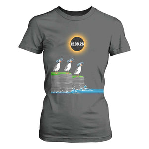 Cute Cartoon Puffins 2026 Total Solar Eclipse T Shirt For Women August 12 Totality Funny Astronomy Gift TS02 Dark Heather Print Your Wear
