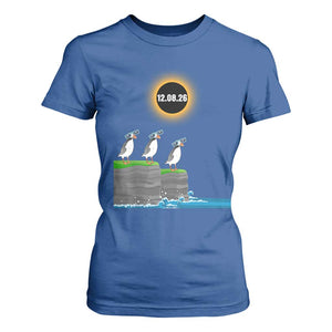 Cute Cartoon Puffins 2026 Total Solar Eclipse T Shirt For Women August 12 Totality Funny Astronomy Gift TS02 Royal Blue Print Your Wear