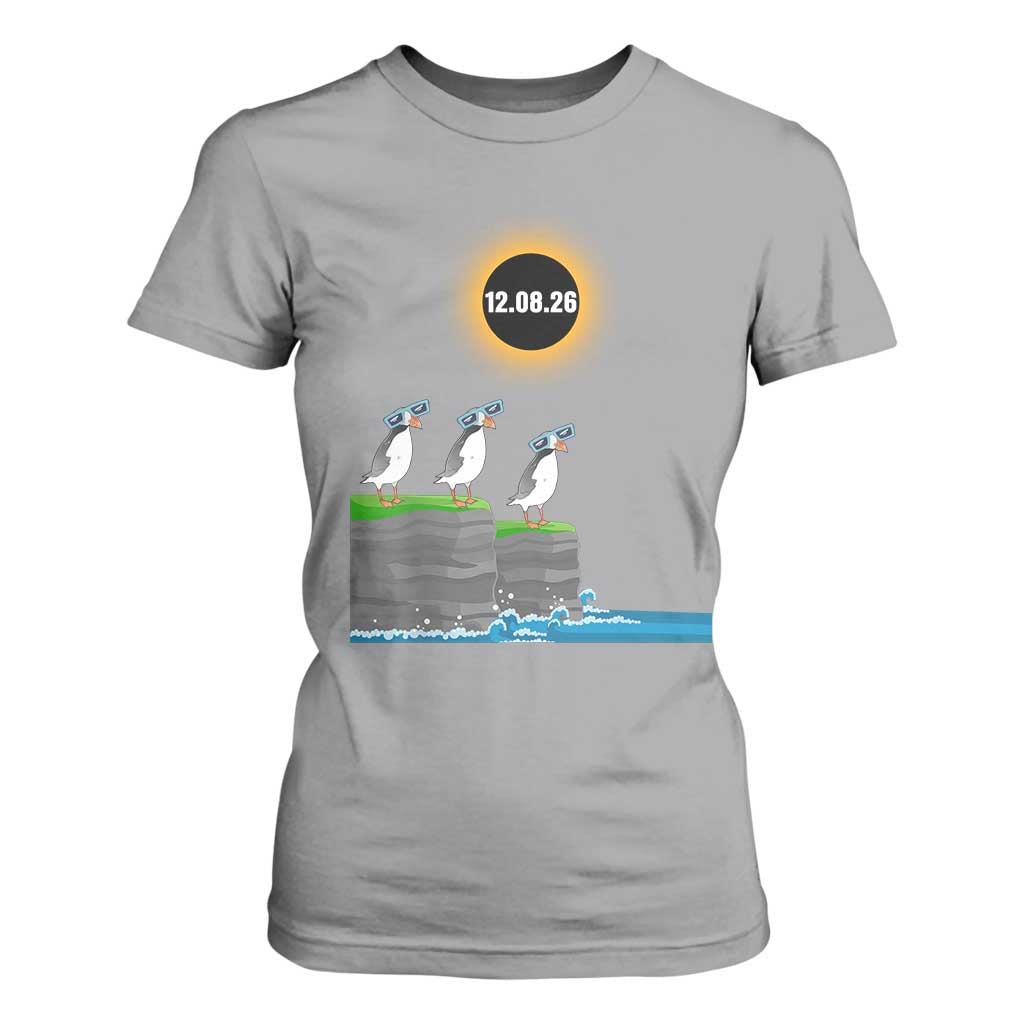 Cute Cartoon Puffins 2026 Total Solar Eclipse T Shirt For Women August 12 Totality Funny Astronomy Gift TS02 Sport Gray Print Your Wear