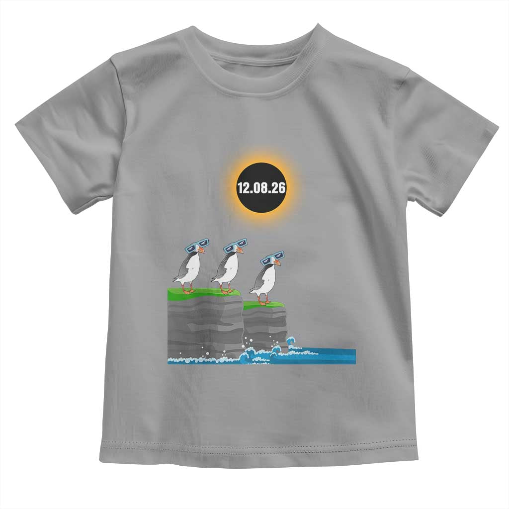 Cute Cartoon Puffins 2026 Total Solar Eclipse Toddler T Shirt August 12 Totality Funny Astronomy Gift TS02 Sport Gray Print Your Wear