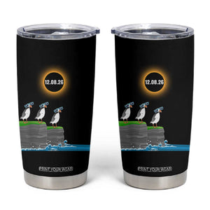 Cute Cartoon Puffins 2026 Total Solar Eclipse Tumbler Cup August 12 Totality Funny Astronomy Gift TS02 Black Print Your Wear
