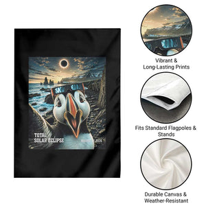 Puffin Selfie August 12 2026 Total Solar Eclipse Garden Flag Funny Totality Photographic Astronomy Souvenir TS02 Print Your Wear