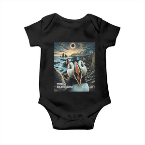 Puffin Selfie August 12 2026 Total Solar Eclipse Baby Onesie Funny Totality Photographic Astronomy Souvenir TS02 Black Print Your Wear