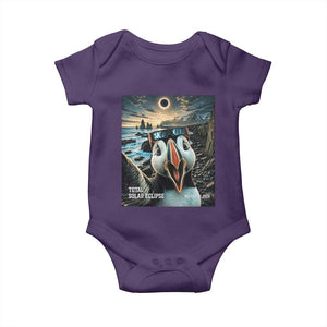 Puffin Selfie August 12 2026 Total Solar Eclipse Baby Onesie Funny Totality Photographic Astronomy Souvenir TS02 Purple Print Your Wear