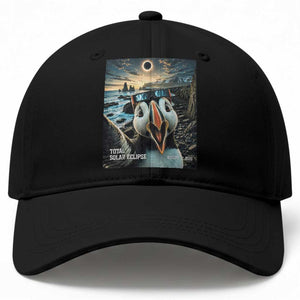 Puffin Selfie August 12 2026 Total Solar Eclipse Baseball Cap Funny Totality Photographic Astronomy Souvenir TS02 Print Your Wear