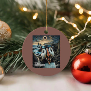Puffin Selfie August 12 2026 Total Solar Eclipse Ceramic Ornament Funny Totality Photographic Astronomy Souvenir TS02 1pc Mocha Print Your Wear