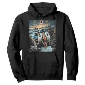 Puffin Selfie August 12 2026 Total Solar Eclipse Hoodie Funny Totality Photographic Astronomy Souvenir TS02 Black Print Your Wear