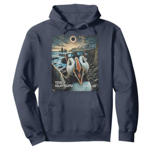 Puffin Selfie August 12 2026 Total Solar Eclipse Hoodie Funny Totality Photographic Astronomy Souvenir TS02 Navy Print Your Wear