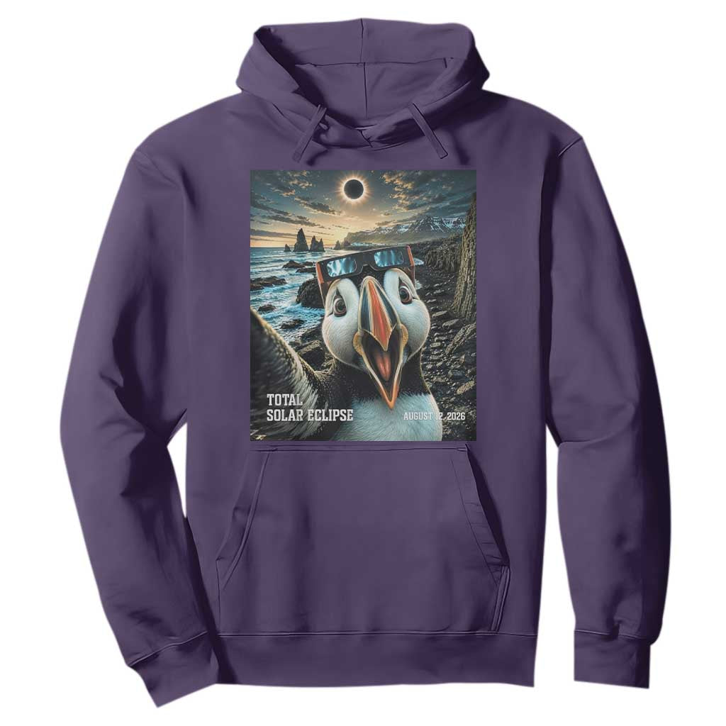 Puffin Selfie August 12 2026 Total Solar Eclipse Hoodie Funny Totality Photographic Astronomy Souvenir TS02 Purple Print Your Wear