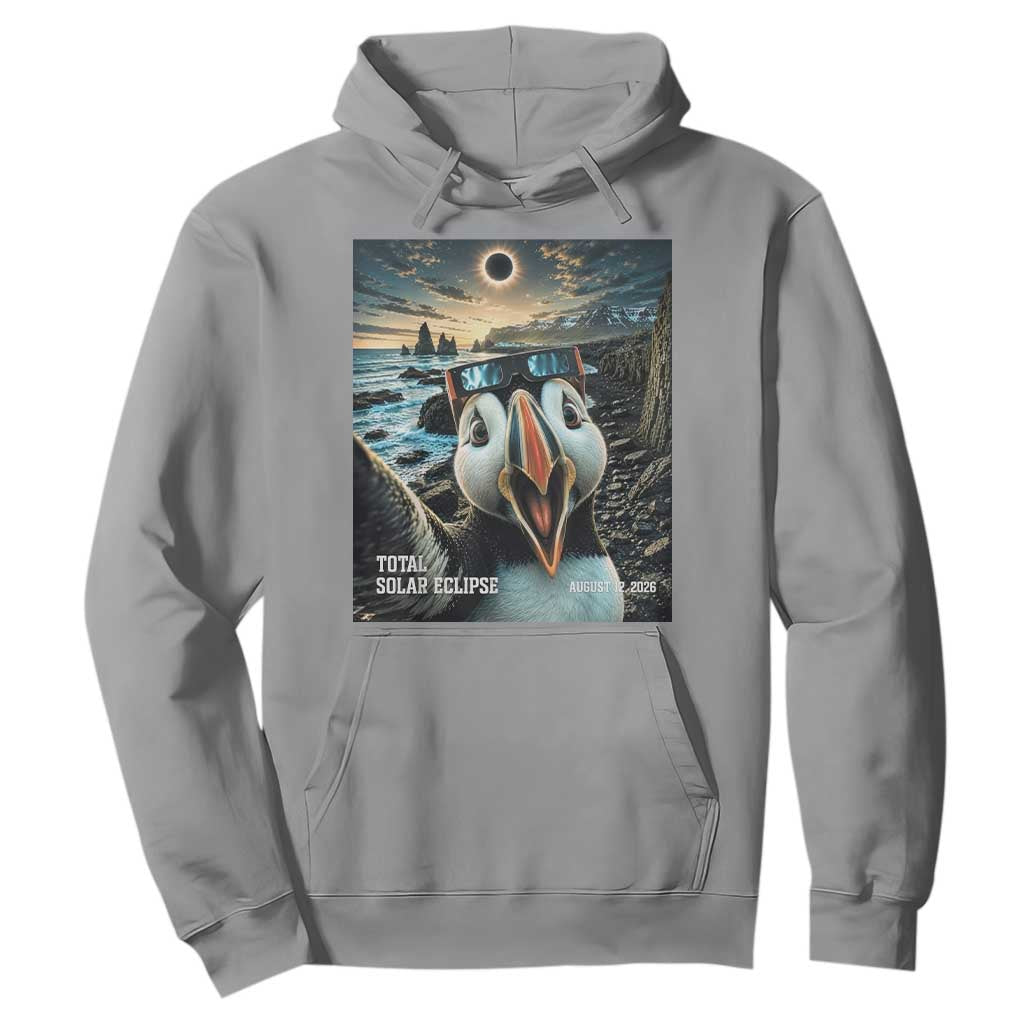 Puffin Selfie August 12 2026 Total Solar Eclipse Hoodie Funny Totality Photographic Astronomy Souvenir TS02 Sport Gray Print Your Wear