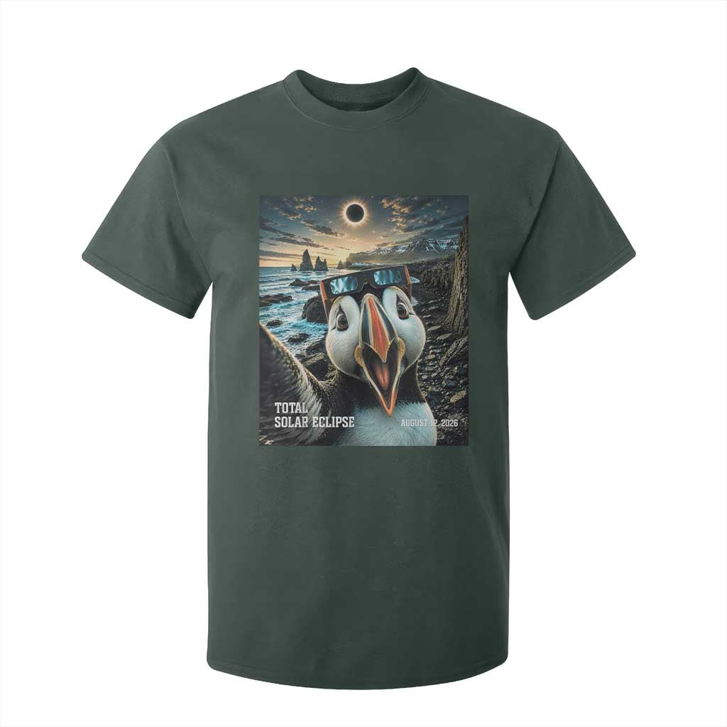 Puffin Selfie August 12 2026 Total Solar Eclipse T Shirt For Kid Funny Totality Photographic Astronomy Souvenir TS02 Dark Forest Green Print Your Wear