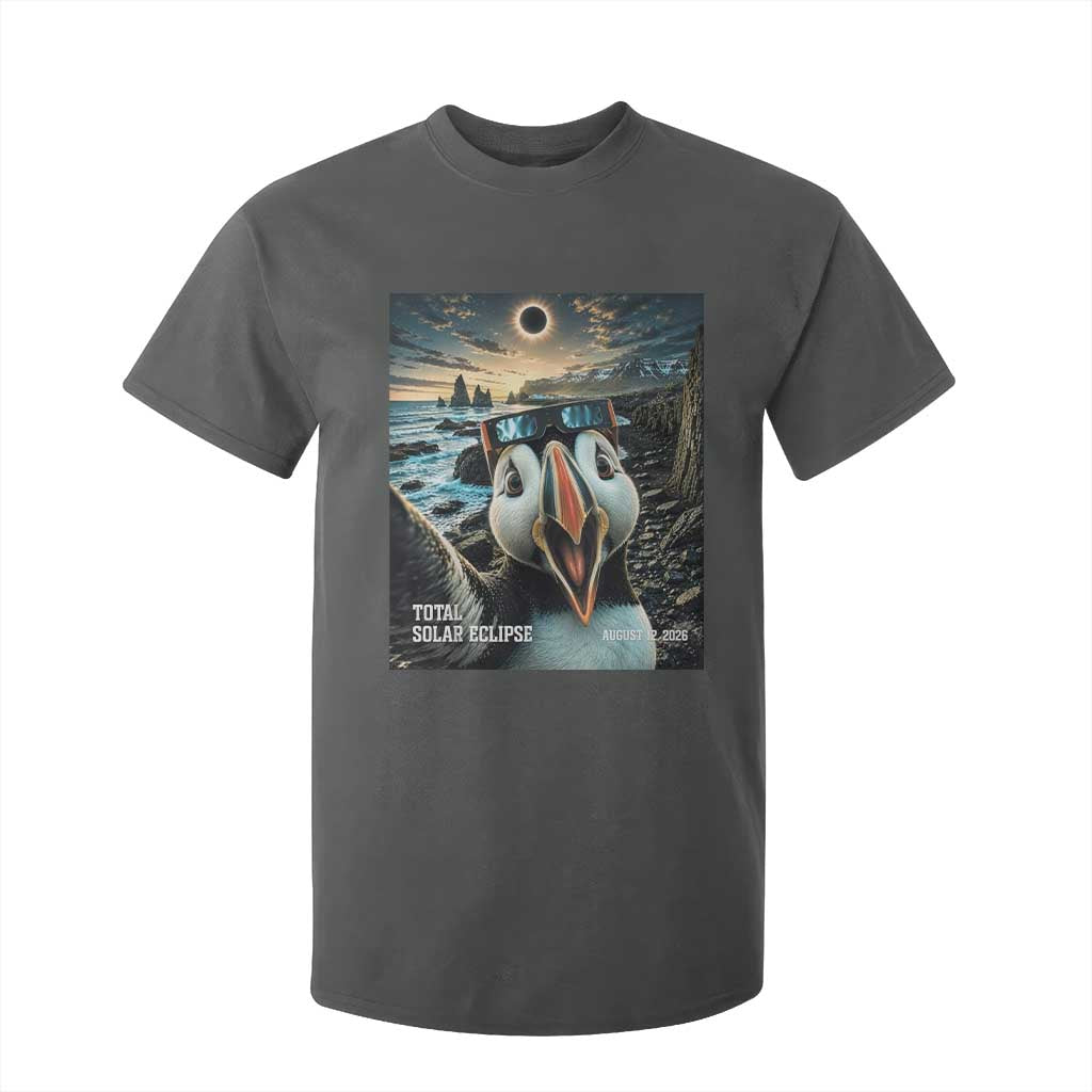 Puffin Selfie August 12 2026 Total Solar Eclipse T Shirt For Kid Funny Totality Photographic Astronomy Souvenir TS02 Dark Heather Print Your Wear