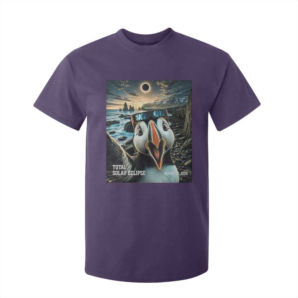 Puffin Selfie August 12 2026 Total Solar Eclipse T Shirt For Kid Funny Totality Photographic Astronomy Souvenir TS02 Purple Print Your Wear